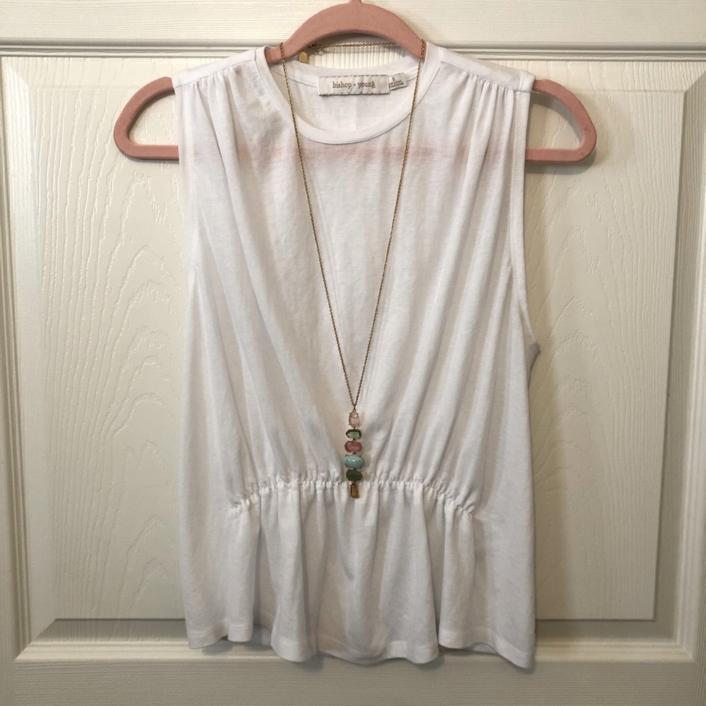 bishop + young white sleeveless scrunched front top small